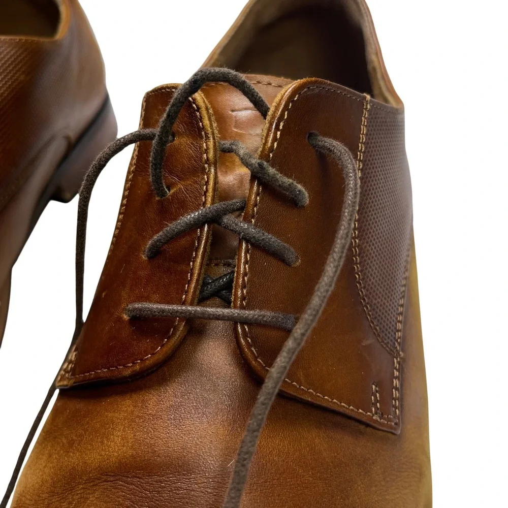 Florsheim Mens Kierland Brown Leather Oxford Dress Shoes Lace Up Size 12D‎ Toned